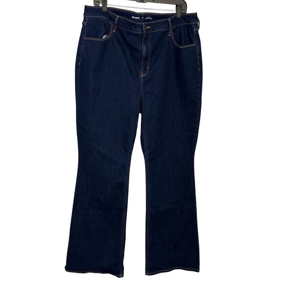 Old Navy Wow Flare Jeans 18 Tall High-Rise Dark Wash Stretch Denim Pants - Picture 3 of 8